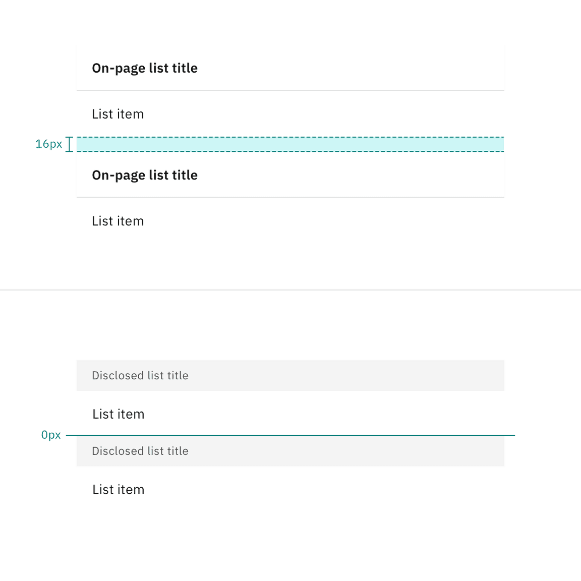 Contained list alignment